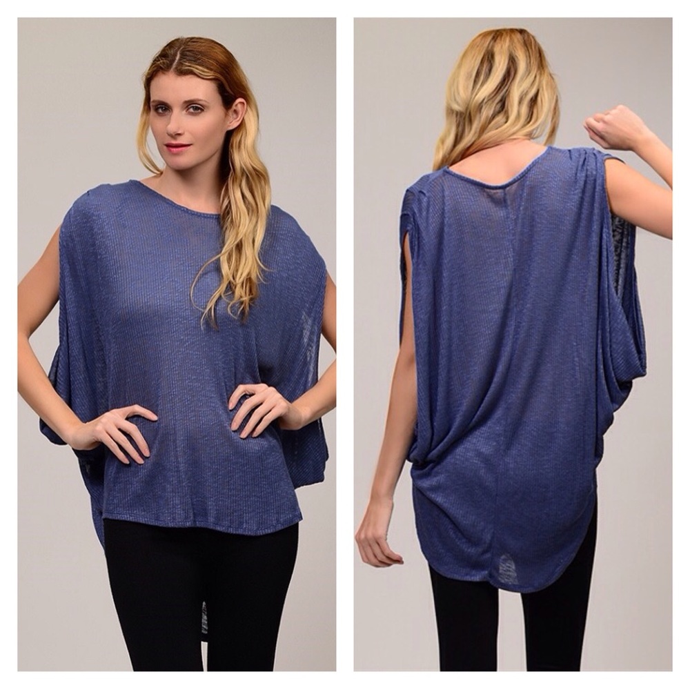 Blue Sleeveless Hi-Lo Yoga Top